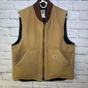 Vtg Carhartt Vest Mens Large V01BRN Canvas Quilt Lined Insulated USA-Made Brown